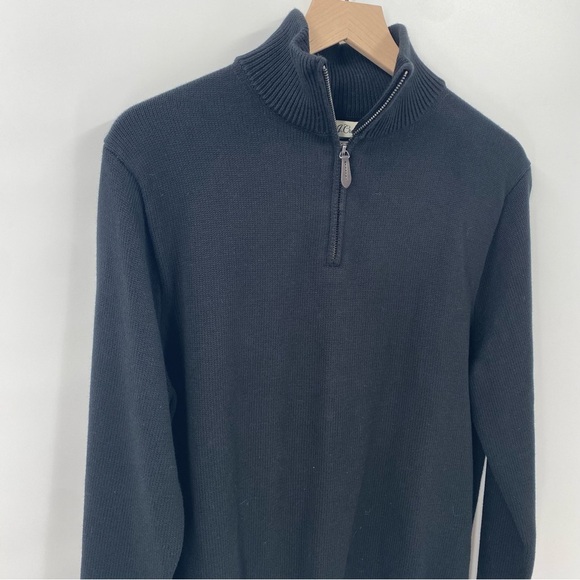 Knit for J. Crew Black 1/4 Zip Up Sweater with Mock Turtleneck Men’s Medium - Picture 4 of 6